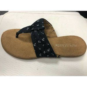 Aerosoles Womens Chlairvoyant Black White Slip On Thong Sandals Size 6.5 M